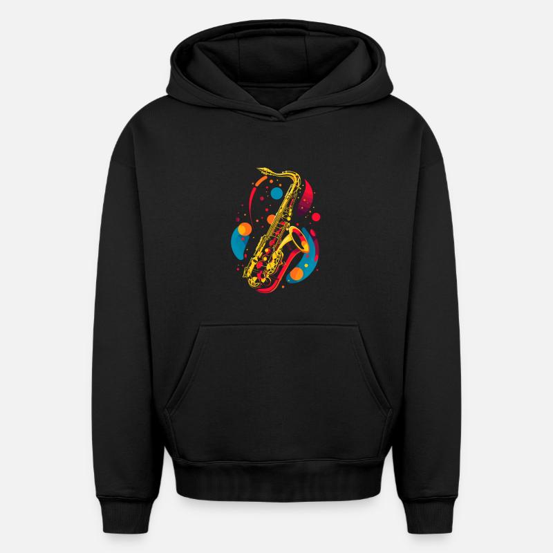 Graphisme pour saxophone - Sweat à capuche unisexe oversize épais SPREAD - noir