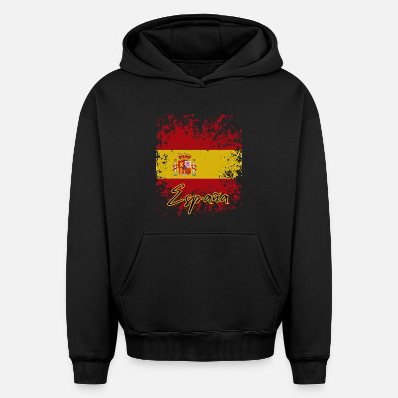 Fierté espagnole, drapeau de l’Espagne - Sweat à capuche unisexe oversize épais SPREAD - noir