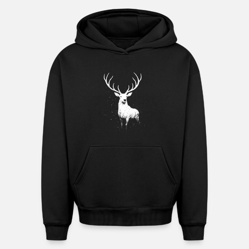 Cerf majestueux - Sweat à capuche unisexe oversize épais SPREAD - noir