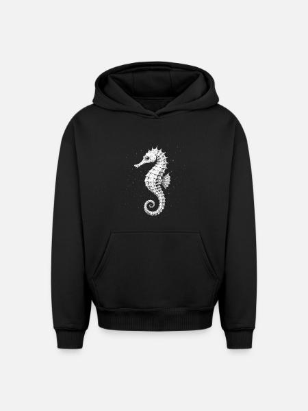 Seepferdchen - Oversized Heavyweight Unisex Hoodie - Schwarz