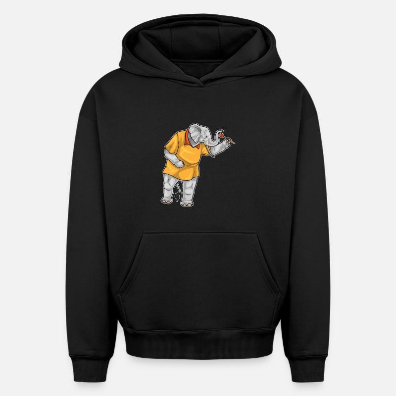 Elefant Dart Dartpfeil - Oversized Heavyweight Unisex Hoodie - Schwarz