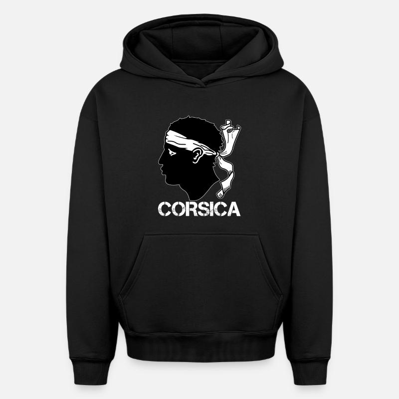 Corsica Tête de Maure - Sweat à capuche unisexe oversize épais SPREAD - noir