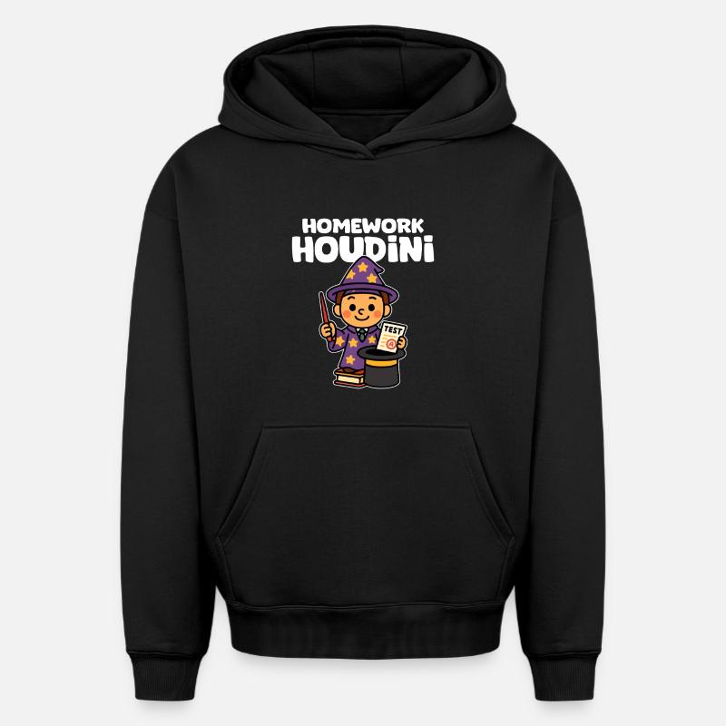 DEVOIRS HOUDINI - CADEAU ENSEIGNANT - Sweat à capuche unisexe oversize épais SPREAD - noir