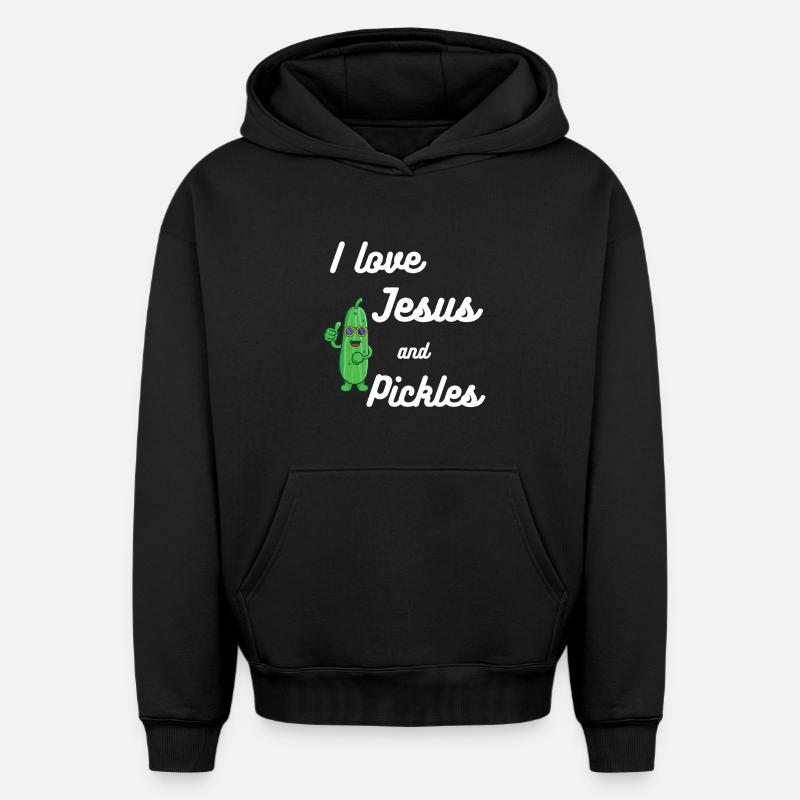 Pickles et Jésus Religieux - Sweat à capuche unisexe oversize épais SPREAD - noir