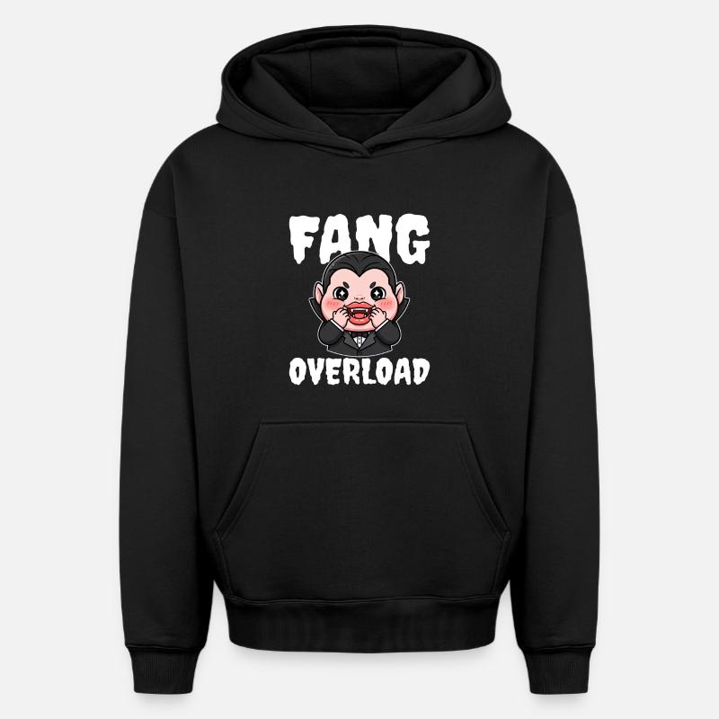 FANG_OVERLOAD - Sweat à capuche unisexe oversize épais SPREAD - noir