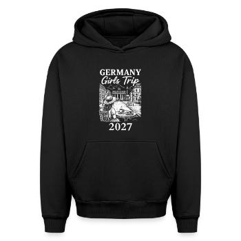 Voyage entre filles en Allemagne 2027 - Sweat à capuche unisexe oversize épais SPREAD - noir - Devant - AI Model Female 172 light (172cm) & AI Model Male 185 light (185cm)