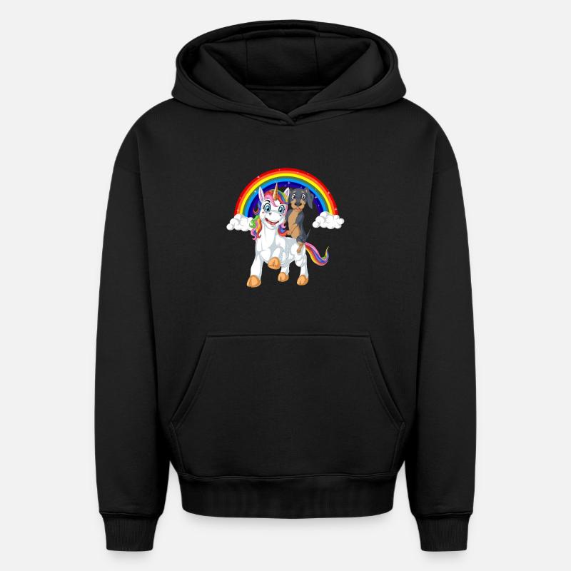 Teckel - Sweat à capuche unisexe oversize épais SPREAD - noir