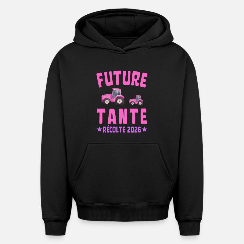 Future Tante Récolte 2026 - Sweat à capuche unisexe oversize épais SPREAD - noir