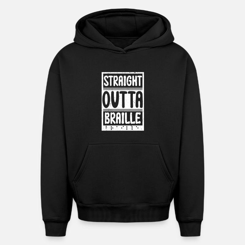 Professeur de Braille Braille Dotum - Sweat à capuche unisexe oversize épais SPREAD - noir