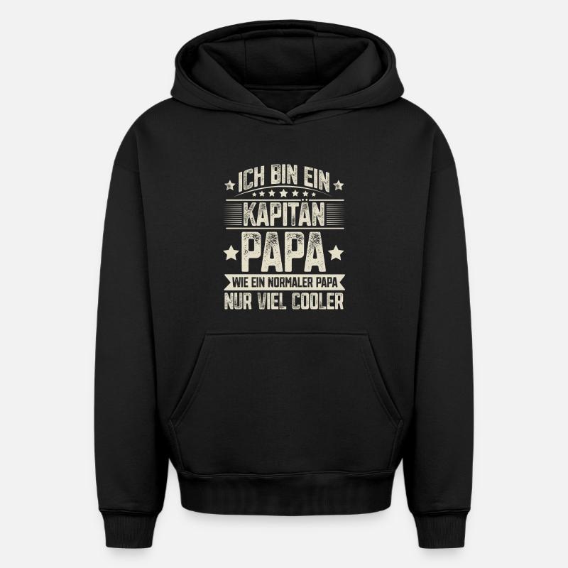 Capitaine Papa - Sweat à capuche unisexe oversize épais SPREAD - noir