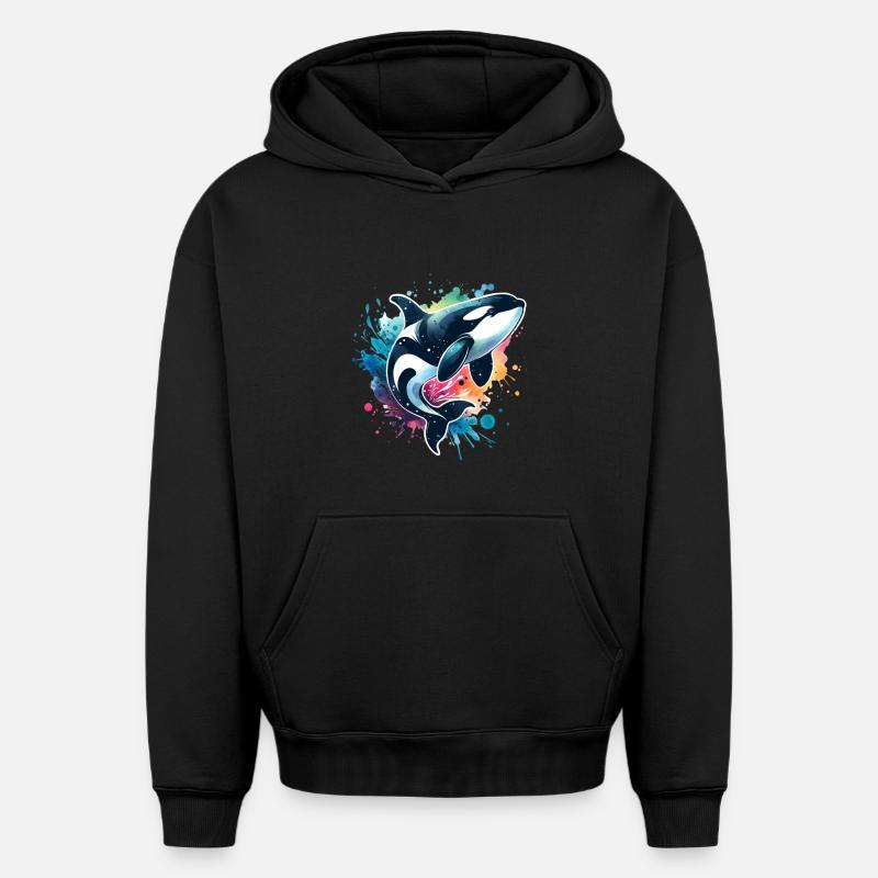 Orque Épaulard - Sweat à capuche unisexe oversize épais SPREAD - noir