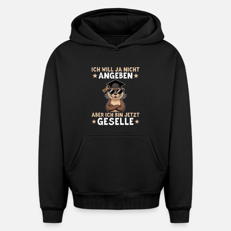 Examen de compagnon réussi - compagnon - Sweat à capuche unisexe oversize épais SPREAD - noir
