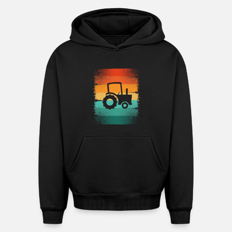 Tracteur - Sweat à capuche unisexe oversize épais SPREAD - noir