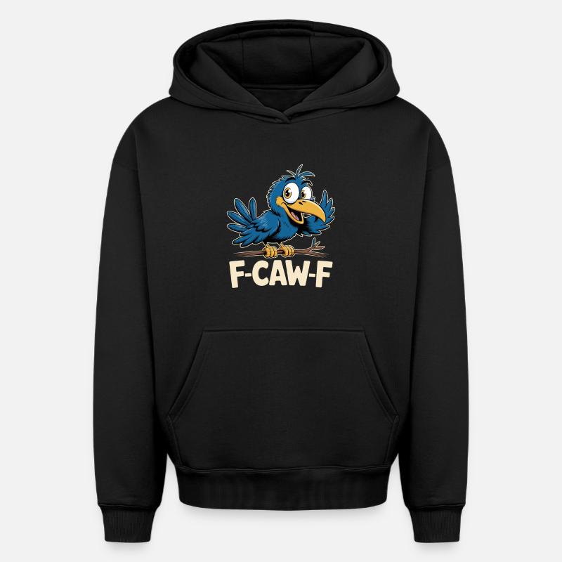 F-Caw-F Meme Crow - Sweat à capuche unisexe oversize épais SPREAD - noir