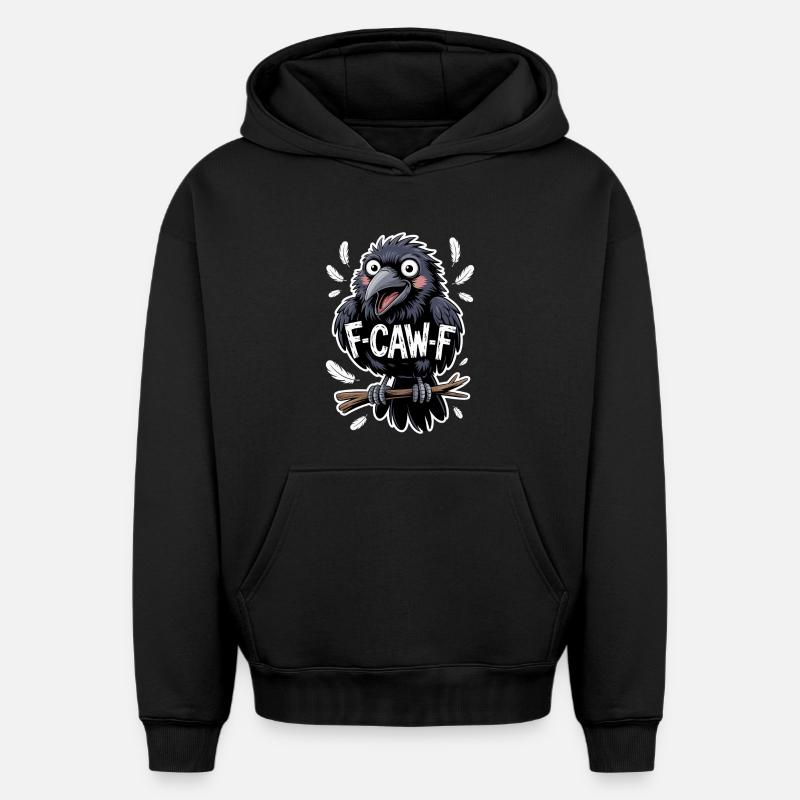 F-Caw-F Meme Crow - Sweat à capuche unisexe oversize épais SPREAD - noir
