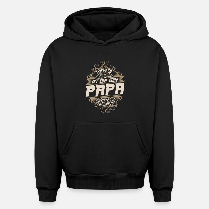 Papa charpentier - Sweat à capuche unisexe oversize épais SPREAD - noir