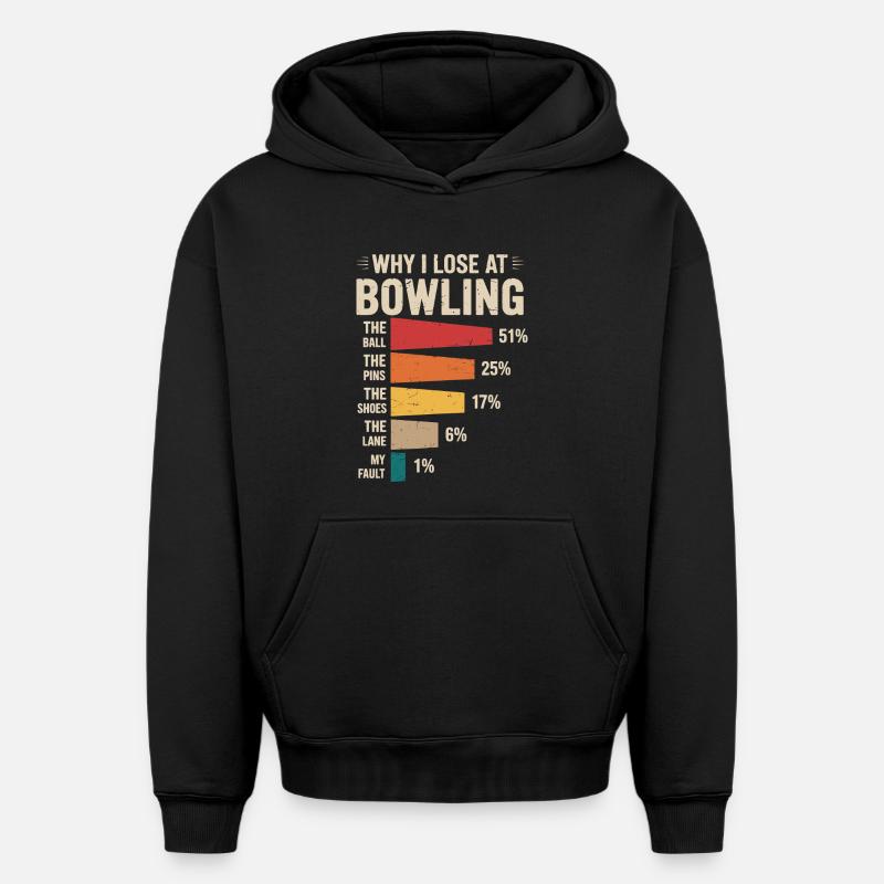 Bowling - Sweat à capuche unisexe oversize épais SPREAD - noir