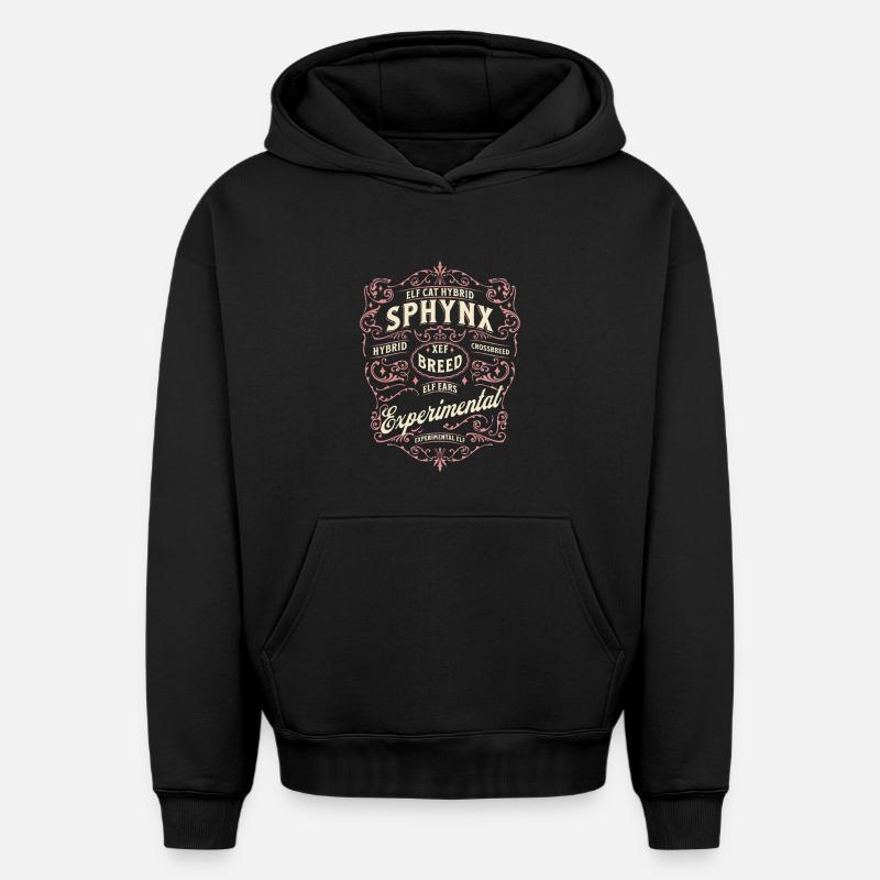 Elfe Sphynx Chat - Sweat à capuche unisexe oversize épais SPREAD - noir