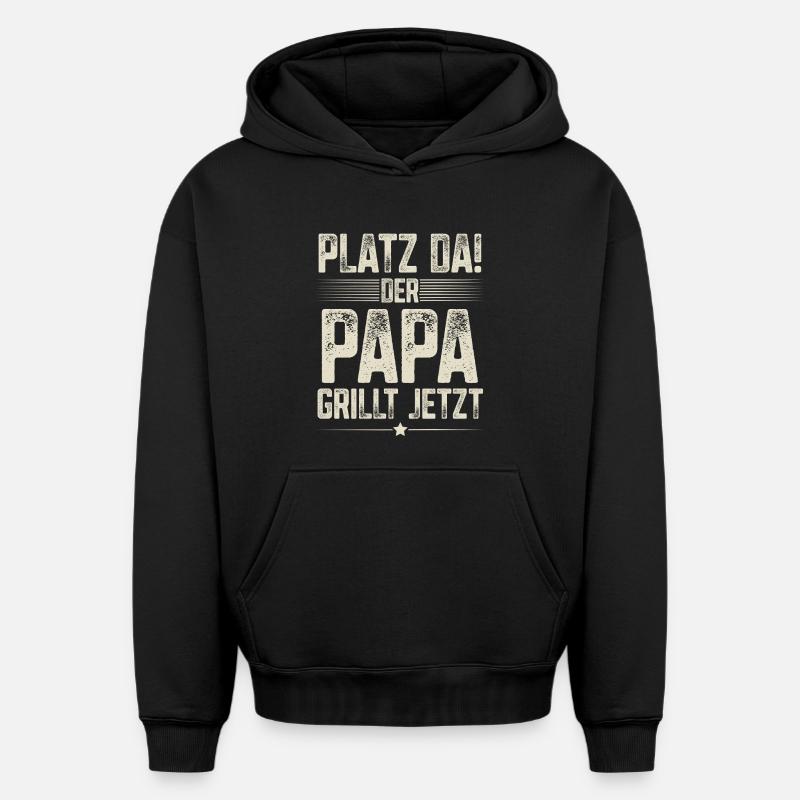 Griller papa - Sweat à capuche unisexe oversize épais SPREAD - noir