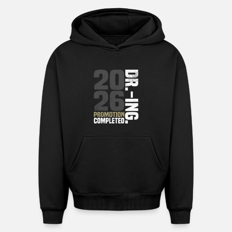 Dr. Ing. Promotion terminée - Sweat à capuche unisexe oversize épais SPREAD - noir