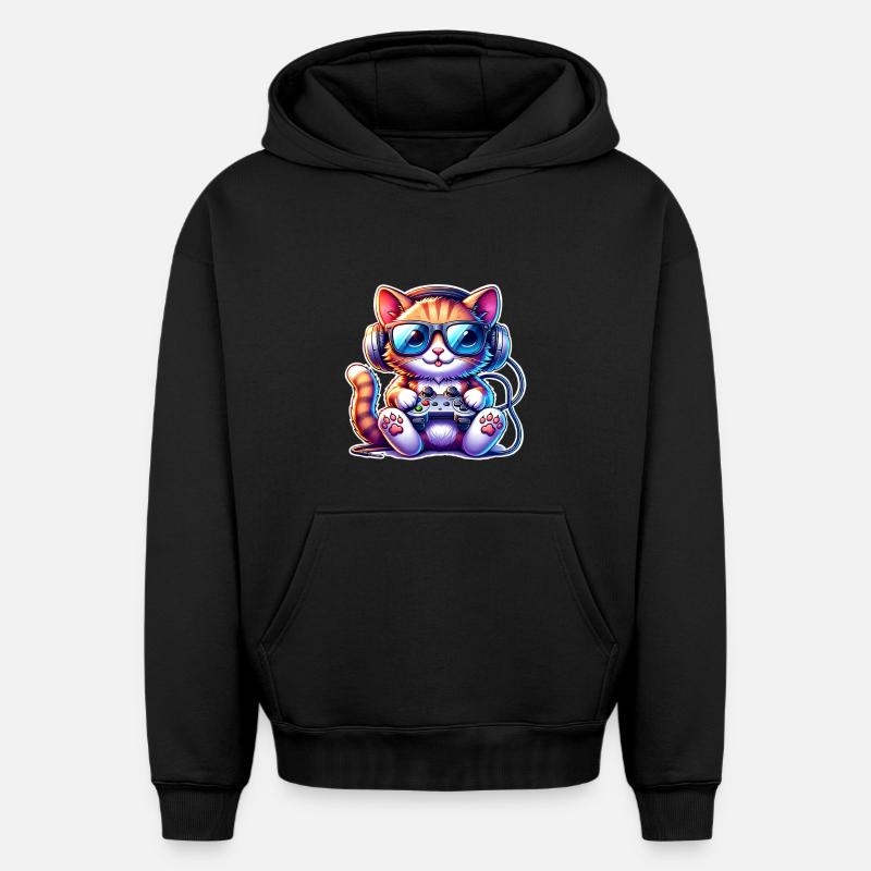 Jeux de chat - Sweat à capuche unisexe oversize épais SPREAD - noir