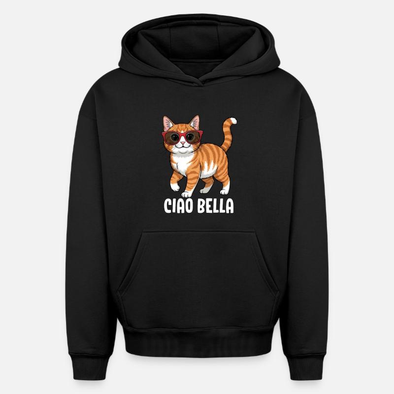 Ciao Bella - Sweat à capuche unisexe oversize épais SPREAD - noir
