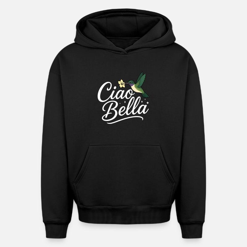 Ciao Bella - Sweat à capuche unisexe oversize épais SPREAD - noir