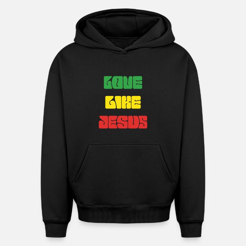 Vie amoureuse Jésus Popart - Sweat à capuche unisexe oversize épais SPREAD - noir