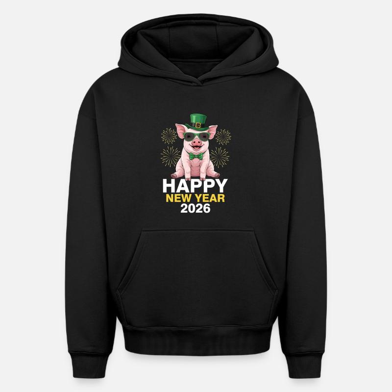 Bonne Année 2026 - Sweat à capuche unisexe oversize épais SPREAD - noir