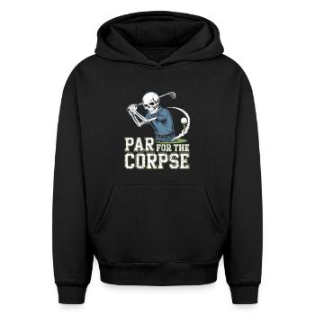 Chemise de golf avec humour noir squelette pour les golfeurs - Sweat à capuche unisexe oversize épais SPREAD - noir - Devant - AI Model Female 172 light (172cm) & AI Model Male 185 light (185cm)