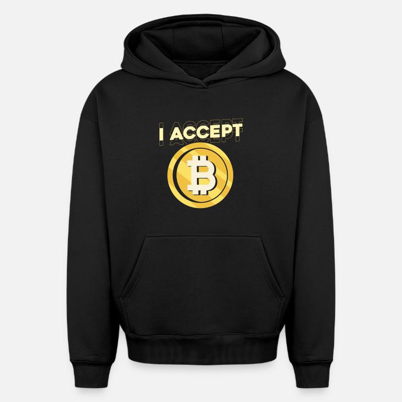 J’accepte le Bitcoin - Sweat à capuche unisexe oversize épais SPREAD - noir