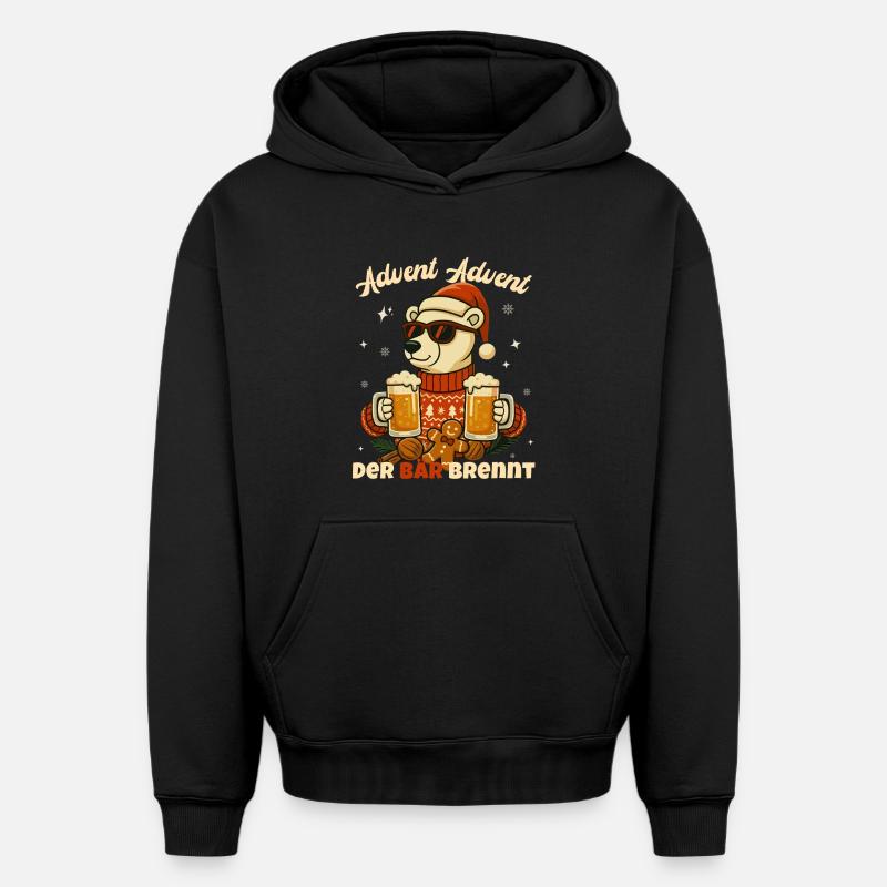 Avent Avent – L’ours brûle - Sweat à capuche unisexe oversize épais SPREAD - noir