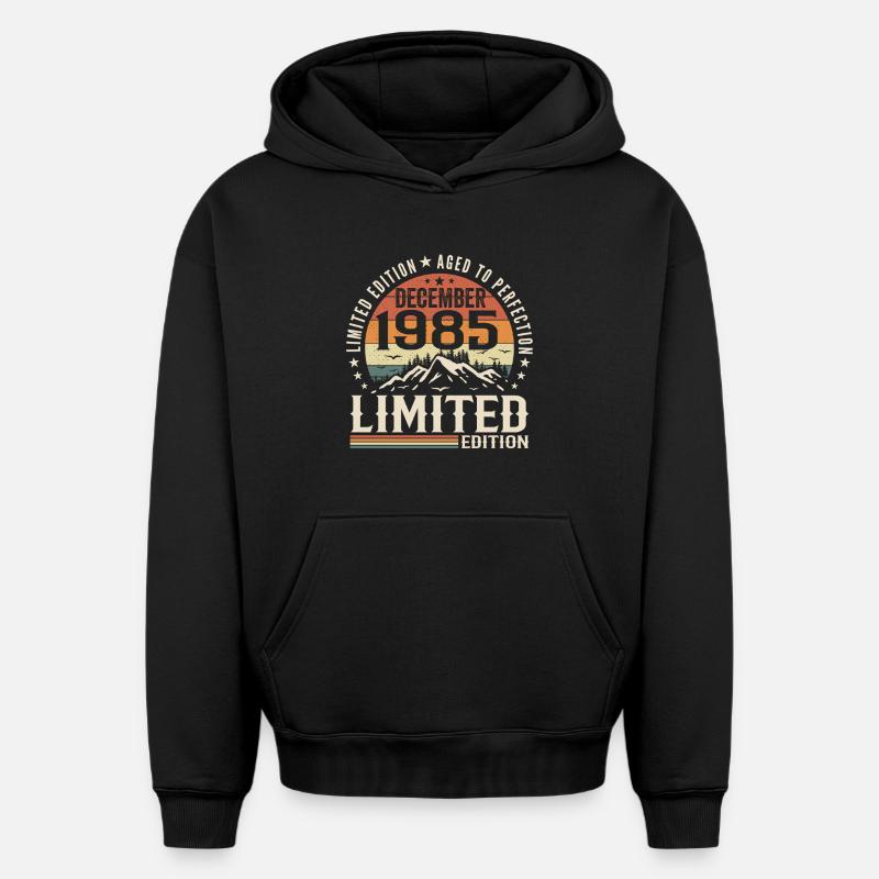 Décembre 1985 - Sweat à capuche unisexe oversize épais SPREAD - noir