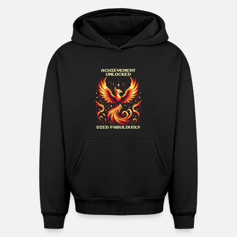 Succès débloqué : Mort fabuleuse | JDR - Sweat à capuche unisexe oversize épais SPREAD - noir