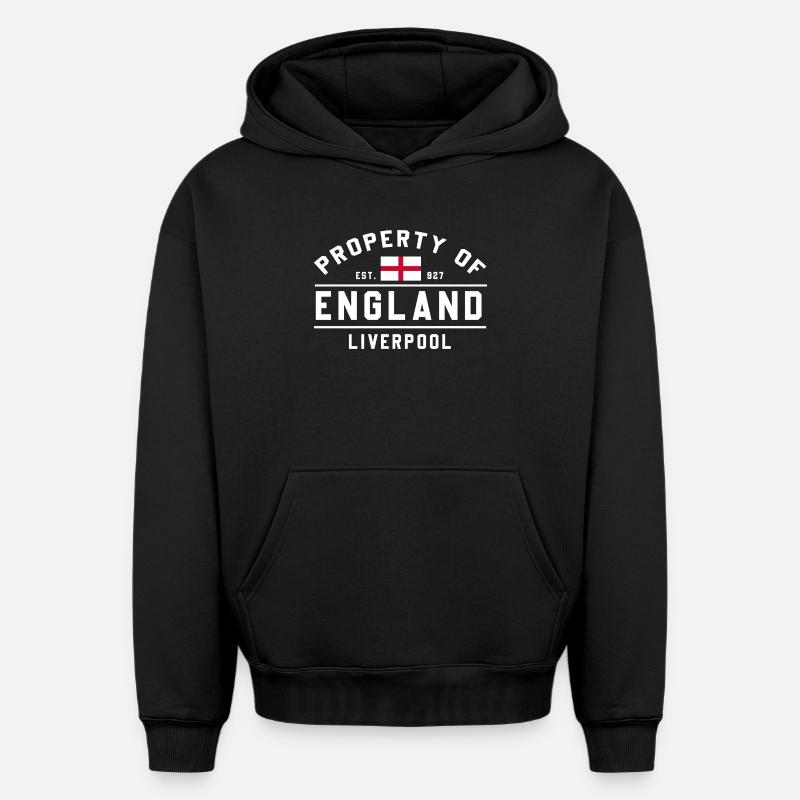 Propriété Angleterre Liverpool - Sweat à capuche unisexe oversize épais SPREAD - noir