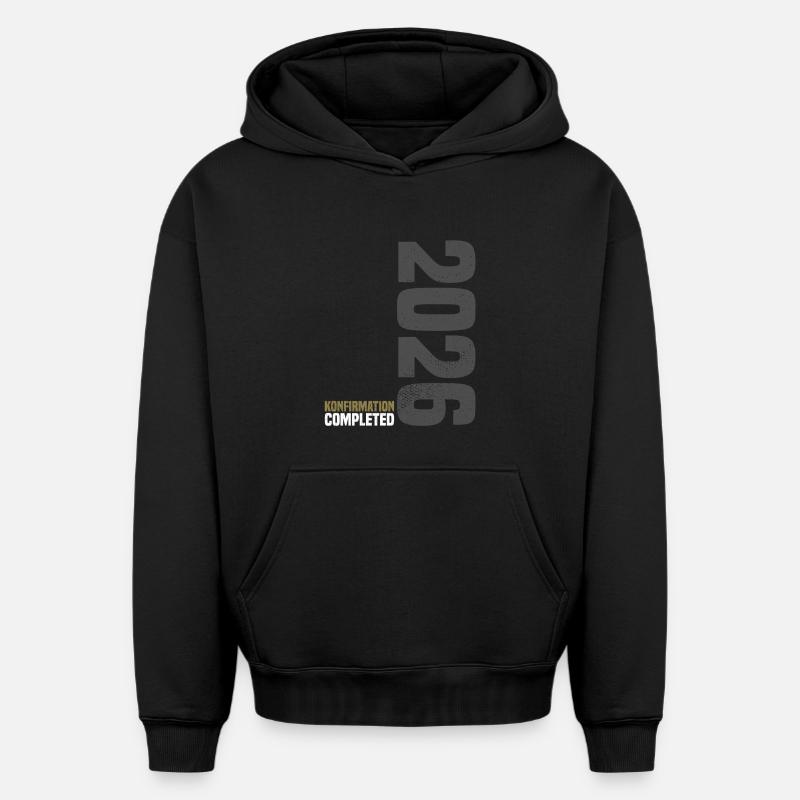 Félicitations Confirmation 2026 - Sweat à capuche unisexe oversize épais SPREAD - noir
