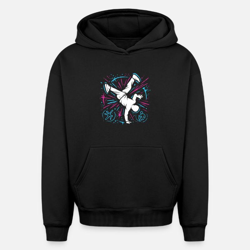 Breakdance Explosion – Danse streetstyle - Sweat à capuche unisexe oversize épais SPREAD - noir