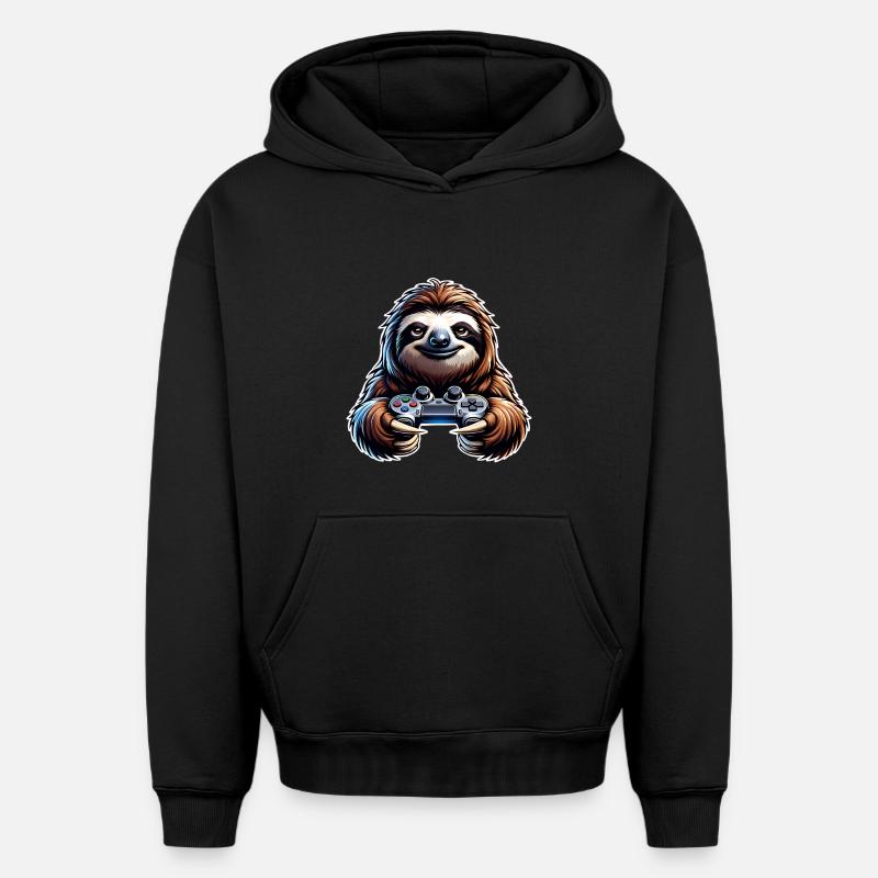 Manette de jeu Sloth - Sweat à capuche unisexe oversize épais SPREAD - noir
