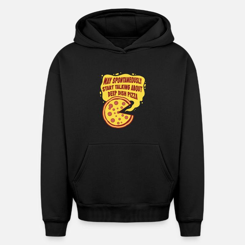 Plat profond Pizza Chicargo - Sweat à capuche unisexe oversize épais SPREAD - noir