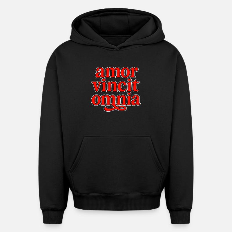 Amor vincit omnia - Sweat à capuche unisexe oversize épais SPREAD - noir