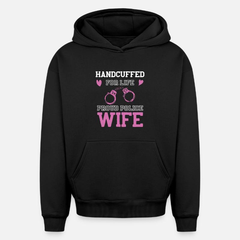 Menottes Chère Policière - Sweat à capuche unisexe oversize épais SPREAD - noir