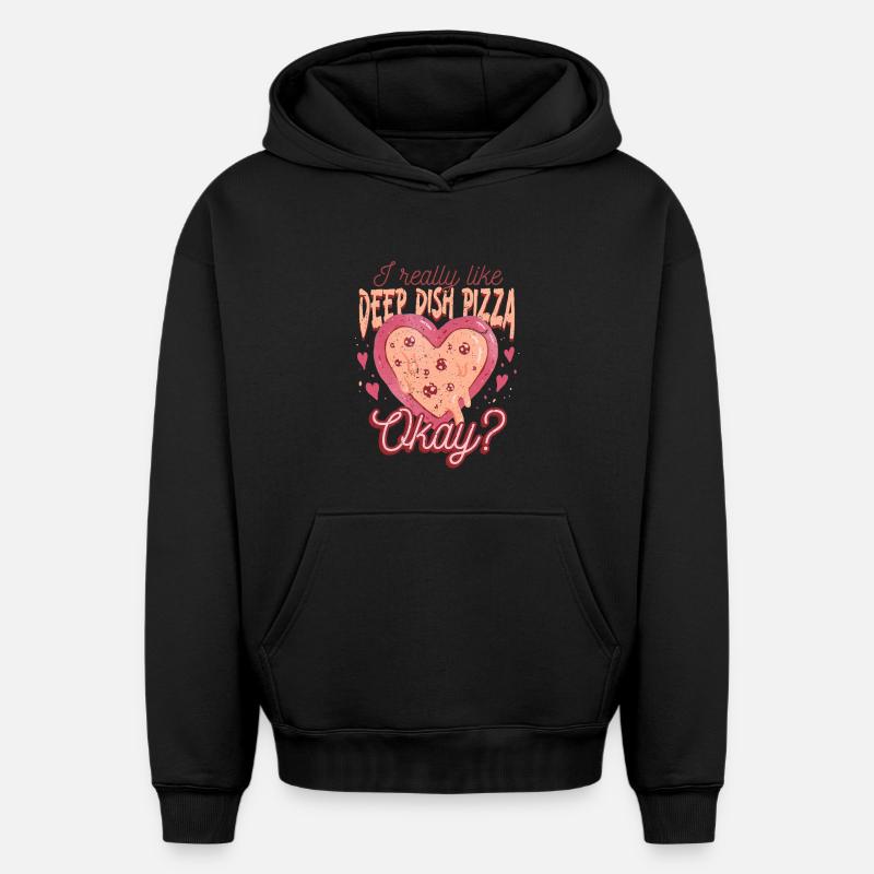 Deep Dish Pizza Chicargo - Oversized Heavyweight Unisex Hoodie - Schwarz