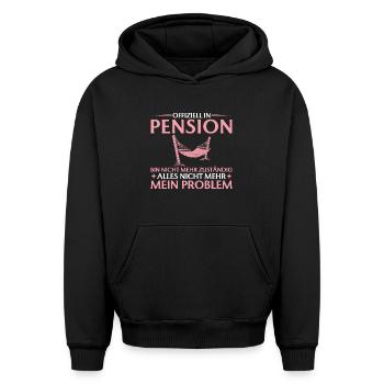 Fonctionnaire d’adieu, collègue de travail à la retraite - Sweat à capuche unisexe oversize épais SPREAD - noir - Devant - AI Model Female 172 light (172cm) & AI Model Male 185 light (185cm)