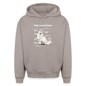 Dictons de chats Amateur de chats Cadeau Fan de chat - Sweat à capuche unisexe oversize épais SPREAD - taupe - Devant - AI Model Female 172 light (172cm) & AI Model Male 185 light (185cm)