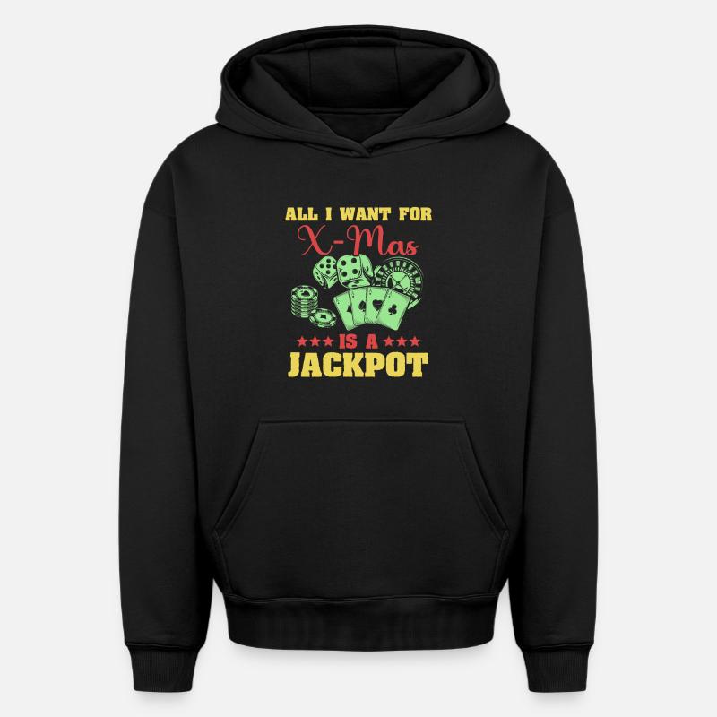 Casino - Sweat à capuche unisexe oversize épais SPREAD - noir