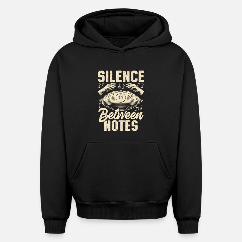 Silence Between Notes - Oversized Heavyweight Unisex Hoodie - Schwarz
