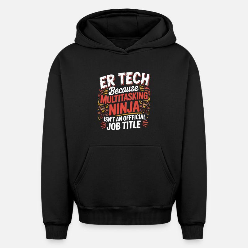 Tech Ninja: Multitasking Humor - Oversized Heavyweight Unisex Hoodie - Schwarz