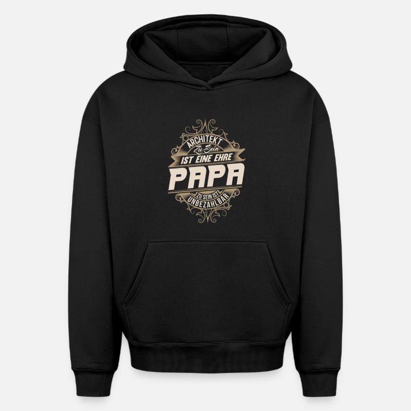 Architecte Papa - Sweat à capuche unisexe oversize épais SPREAD - noir