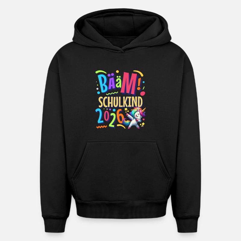 Bääm Écolier 2026 - Sweat à capuche unisexe oversize épais SPREAD - noir