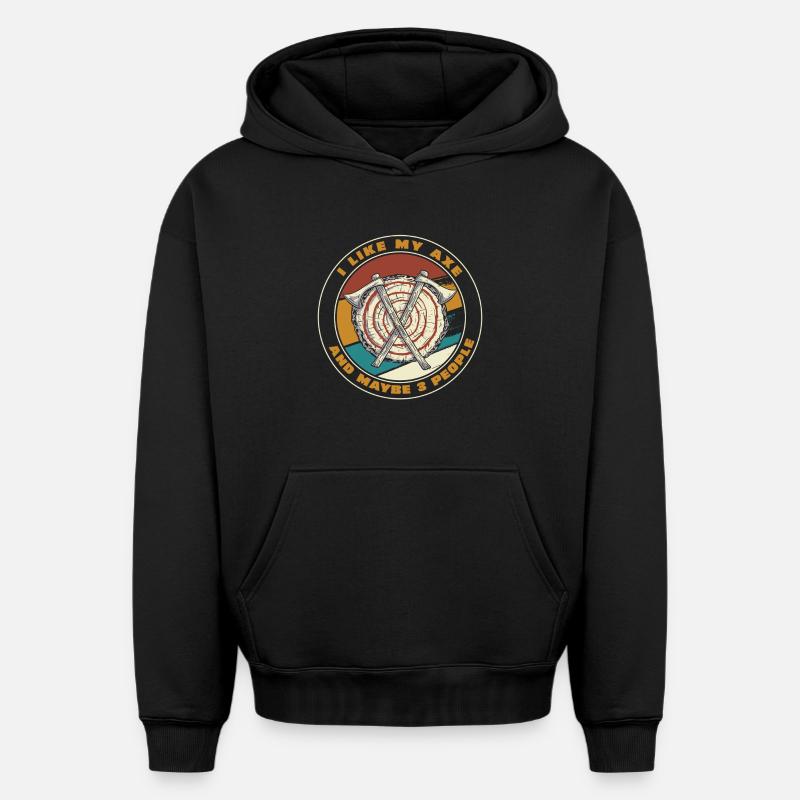 Patch rétro Axe Targets - Sweat à capuche unisexe oversize épais SPREAD - noir